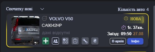 Авто у черзі: Volvo V50, CA9042HP, заїзд 09:50